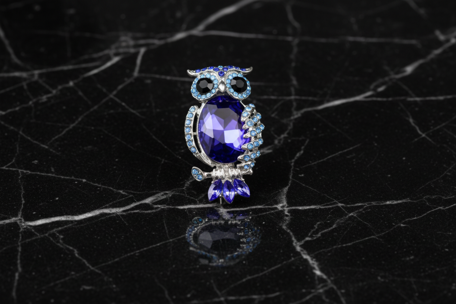 Purple and Blue with Chrome Owl Lapel Pin