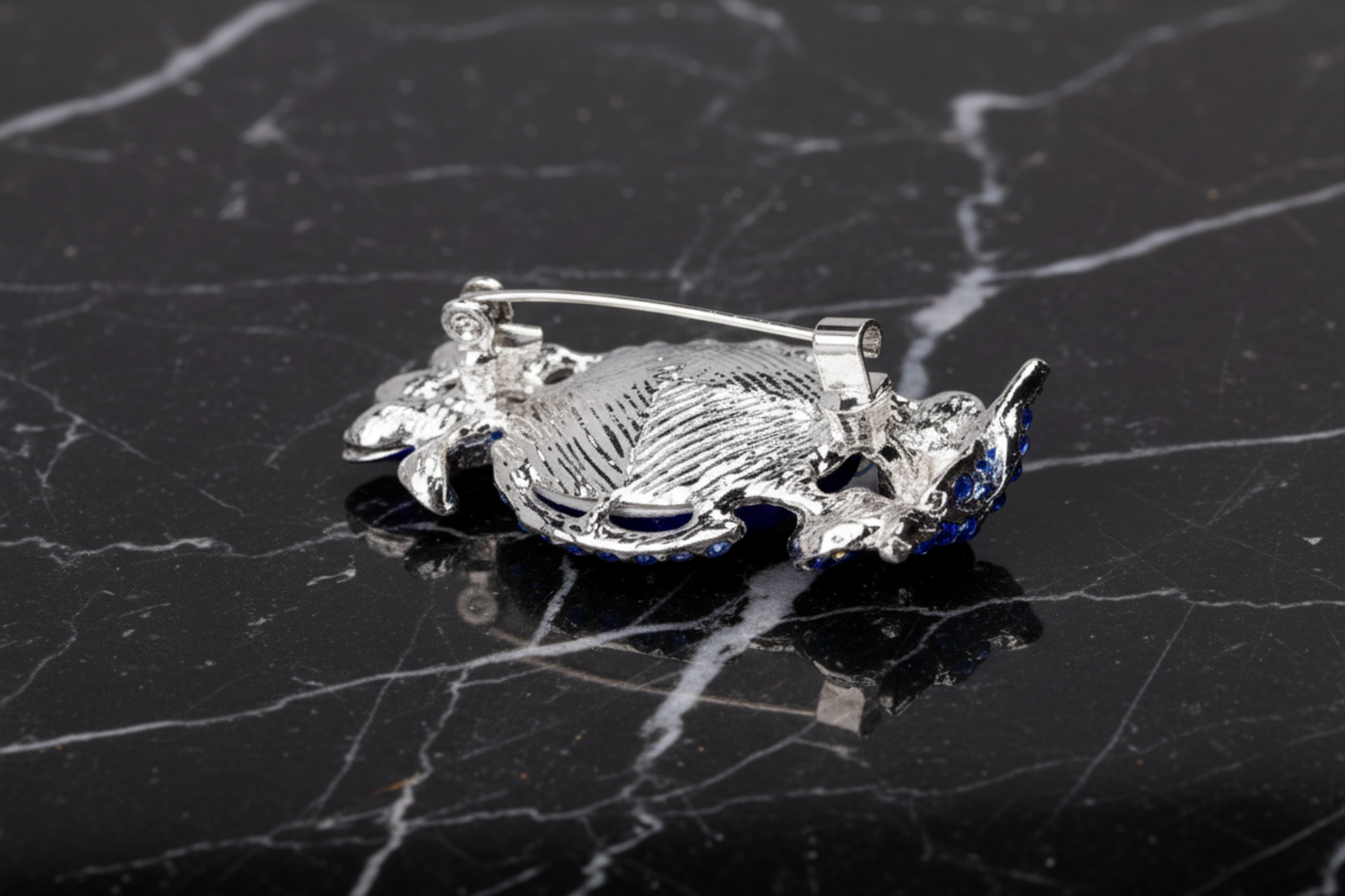 Back View: Purple and Blue with Chrome Owl Lapel Pin