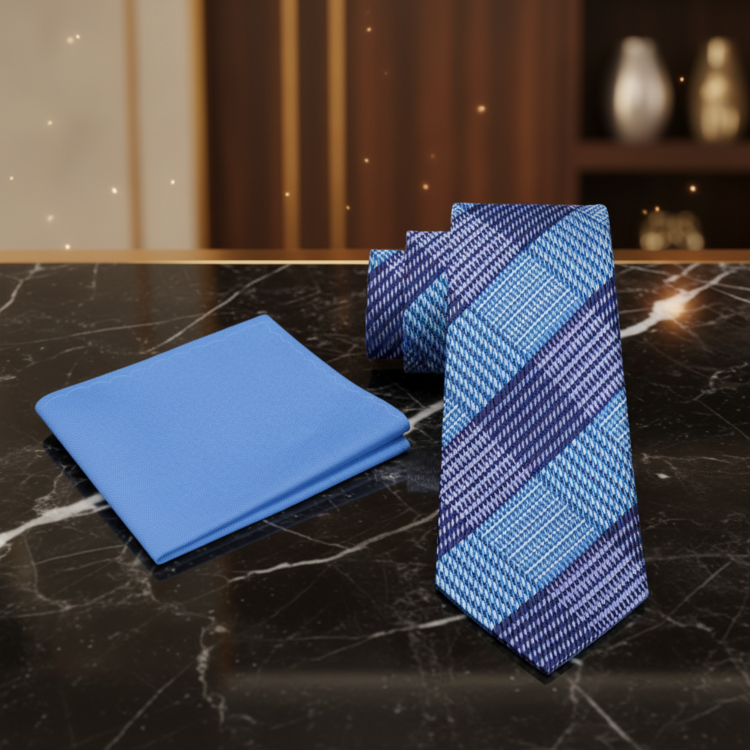 Alt Shades of Blue and Purple Tie and Blue Square