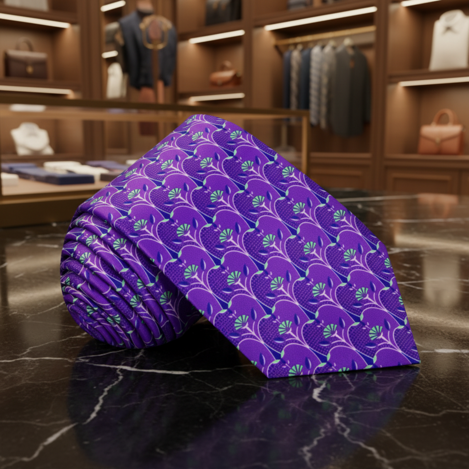 Purple Abstract Necktie 