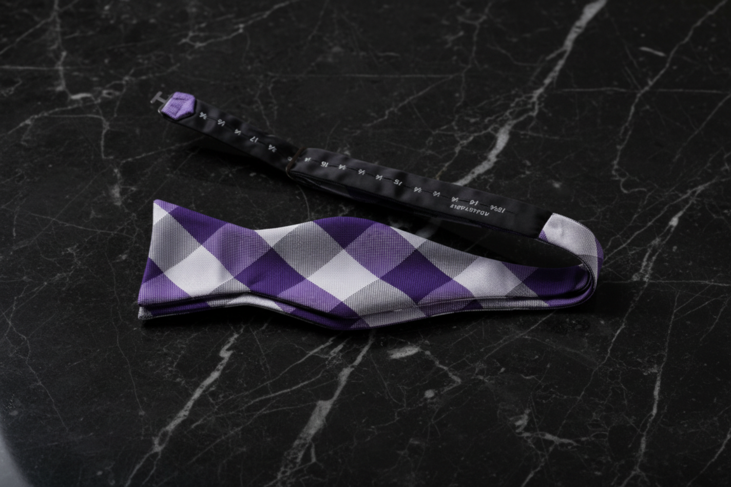 Self Tie: Purple and Light Grey Plaid Bow Tie