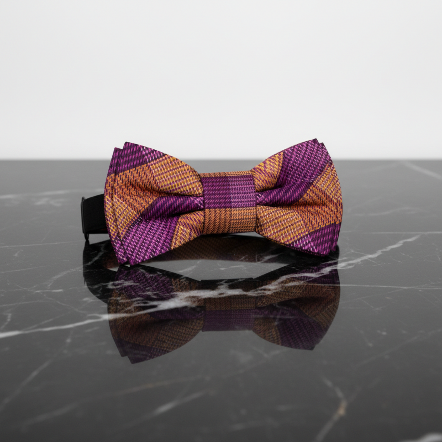 Purple and Orange Plaid Pre Tied Bow Tie