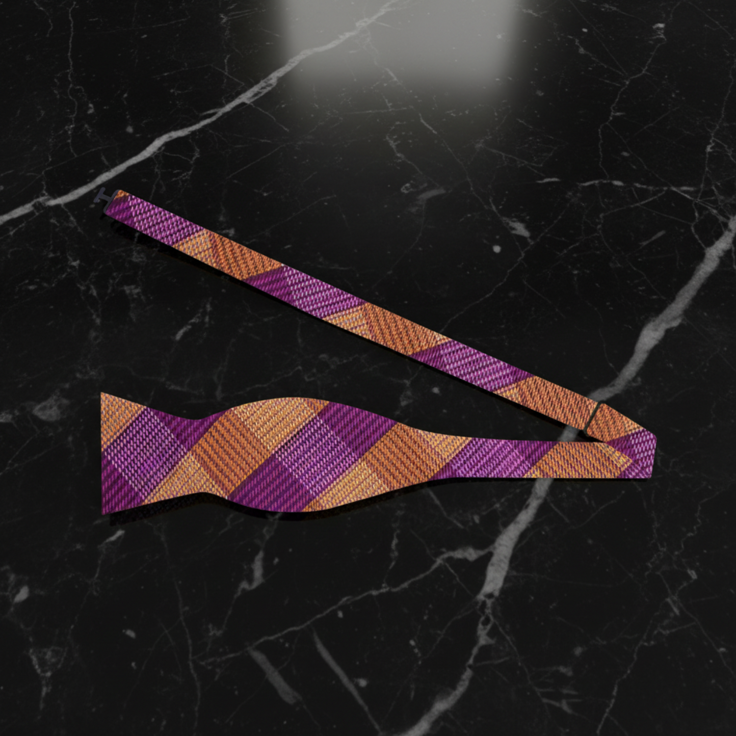 Purple and Orange Plaid Self Tie Bow Tie