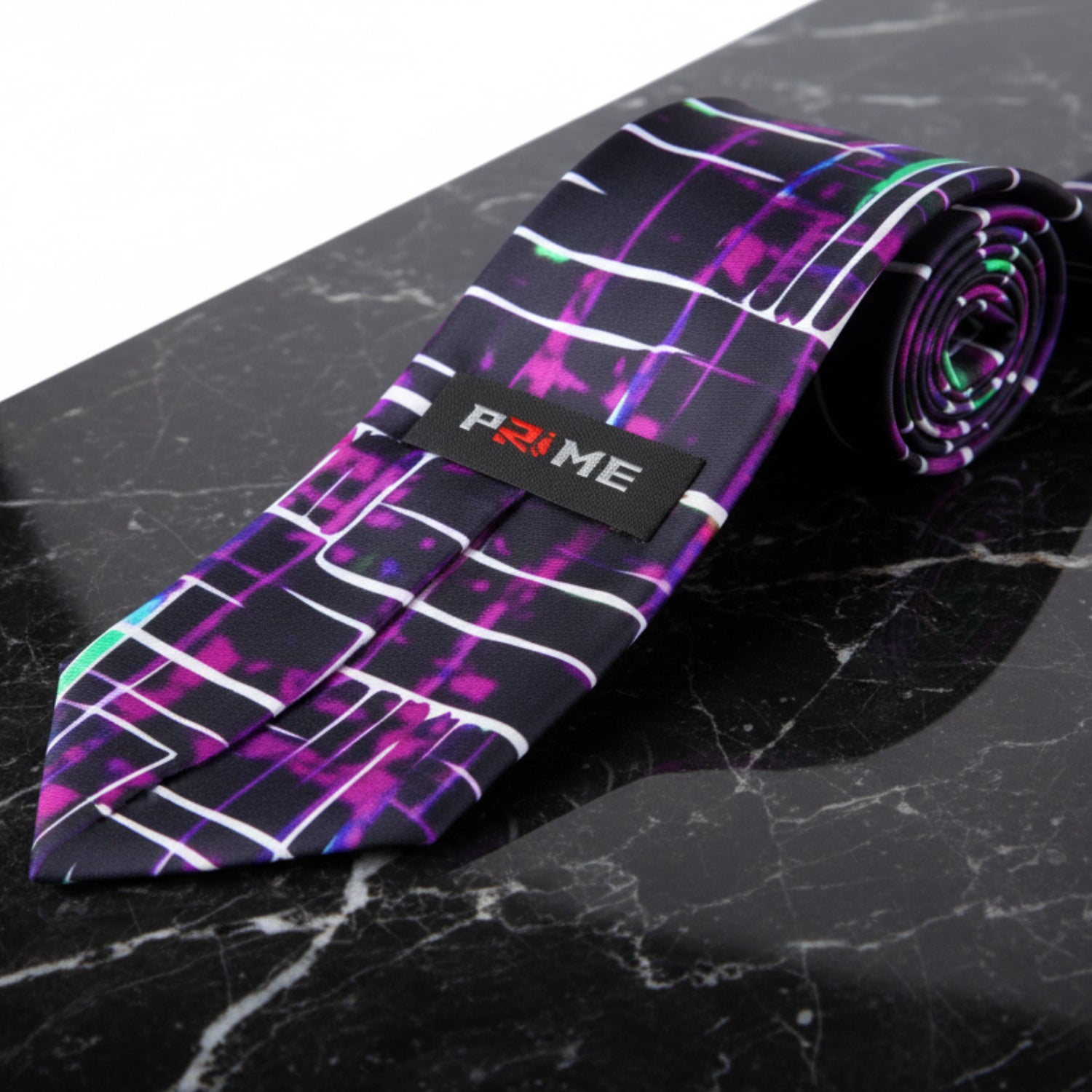 White, Fuchsia, Black Abstract necktie Keep