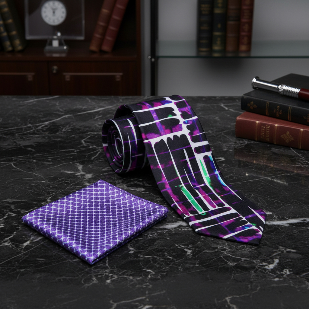 Purplescape Tie and Square 2