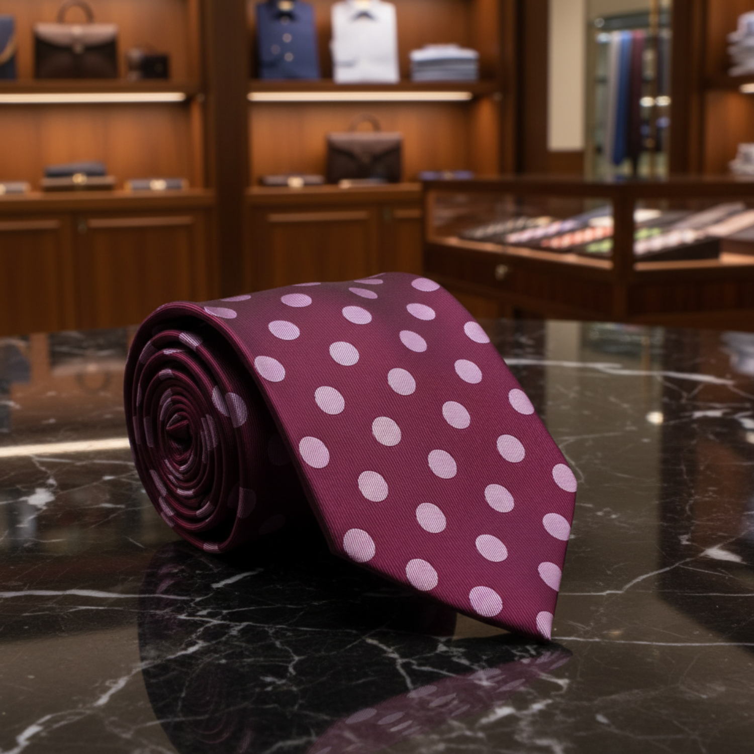 Raspberry Pink Polka Necktie 1