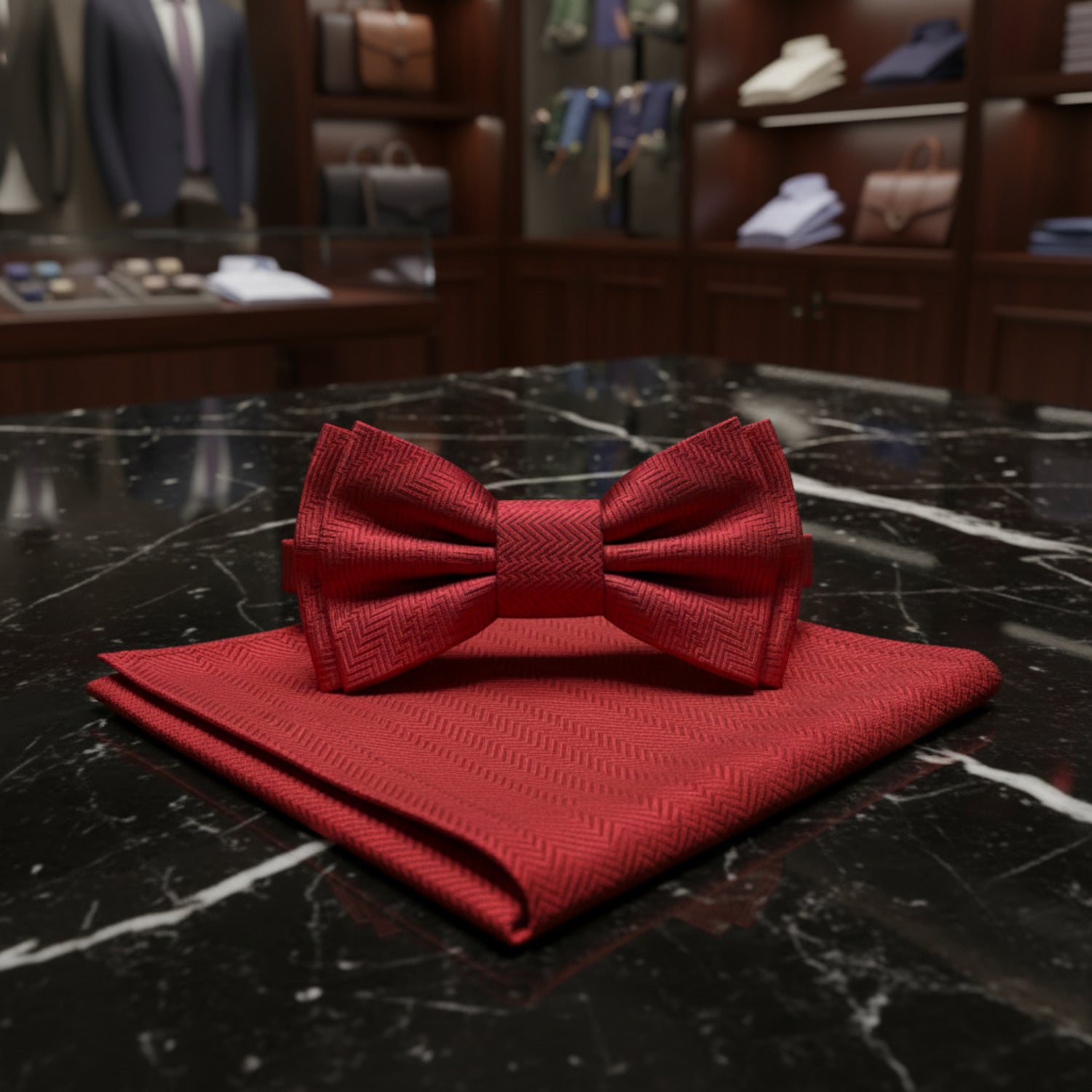 red bow tie and square