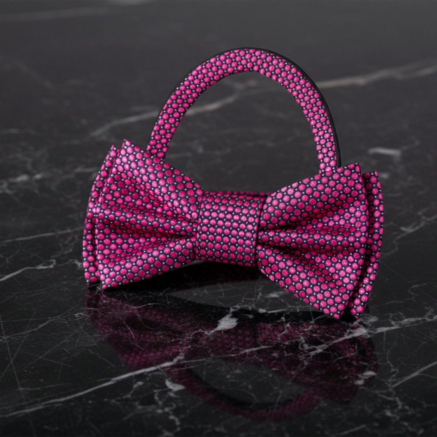Silver, Black Geometric Bow Tie Pre Tied