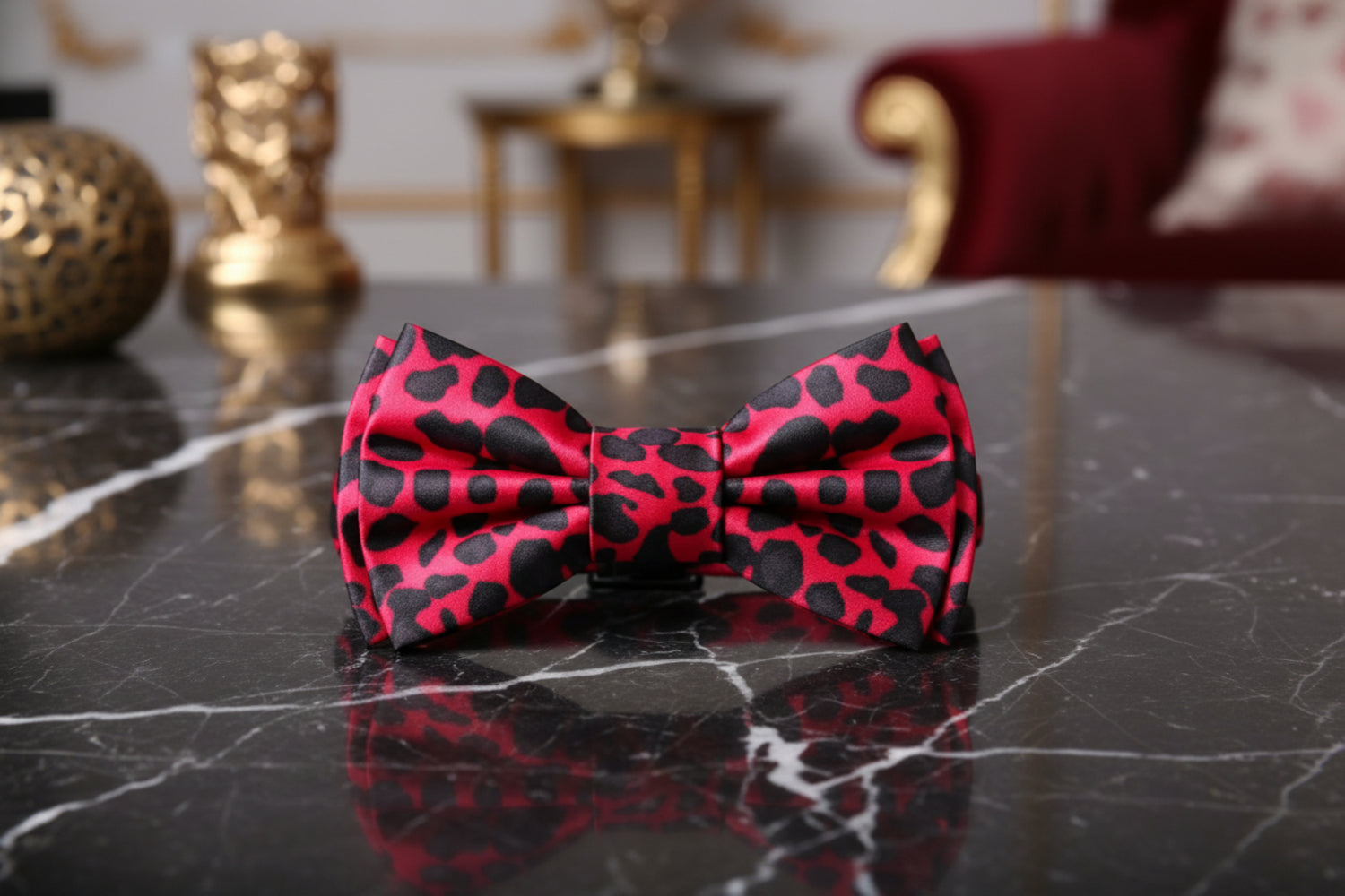 Red Brown Black Cheetah Bow tie Pre Tied