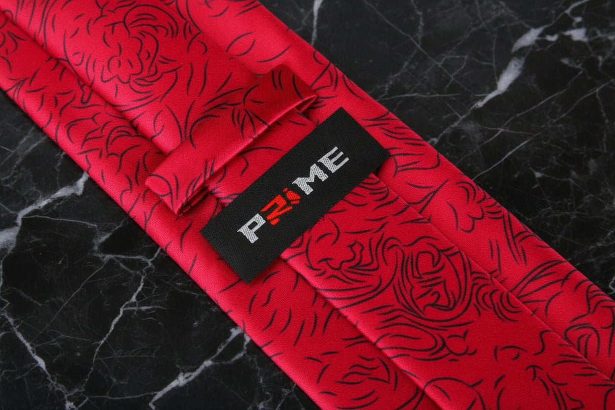 Bright Red and Black Abstract Lines Tie Keep