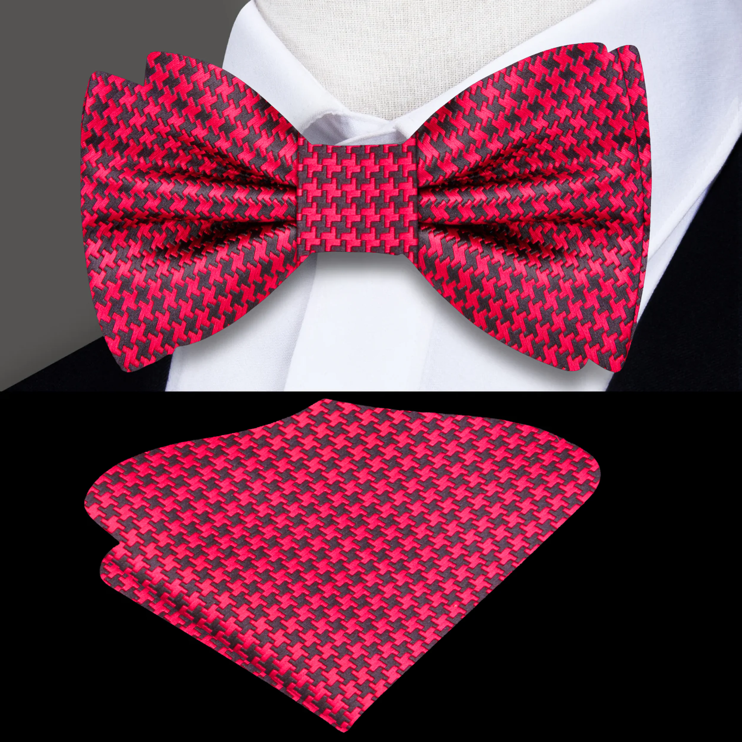 Red Black Gold Rush Bull Run Bow Tie and Square