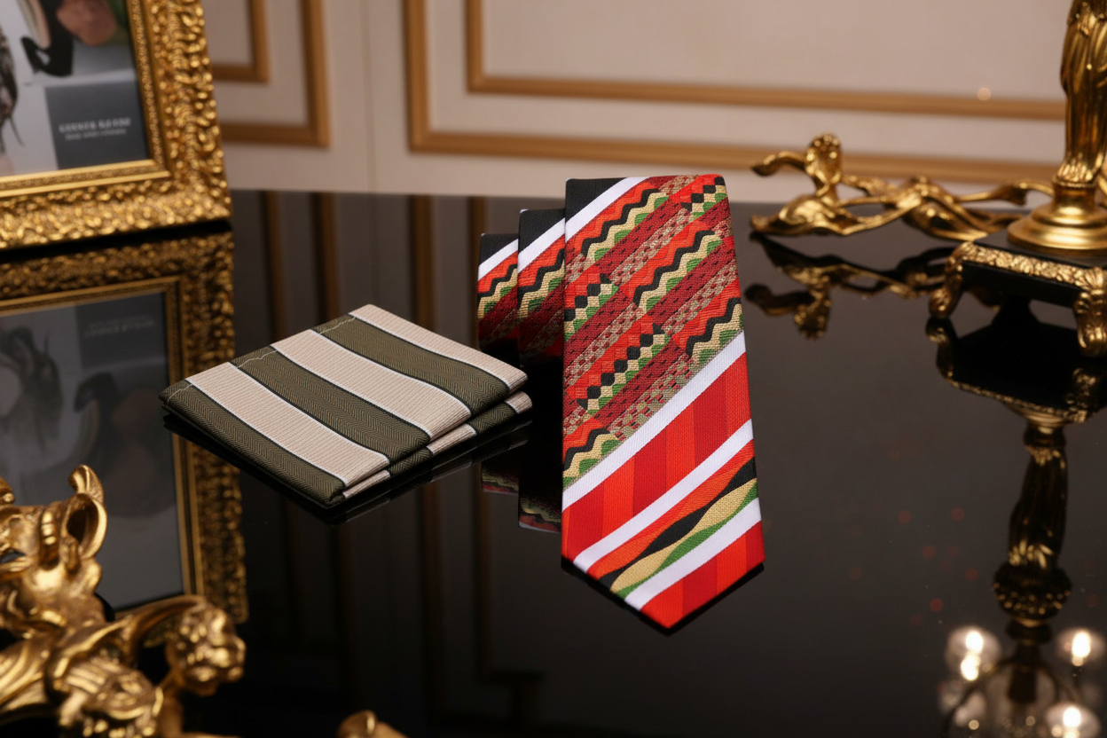 Vibrant Kente Pattern Necktie | Cultural Elegance with Modern Sophistication