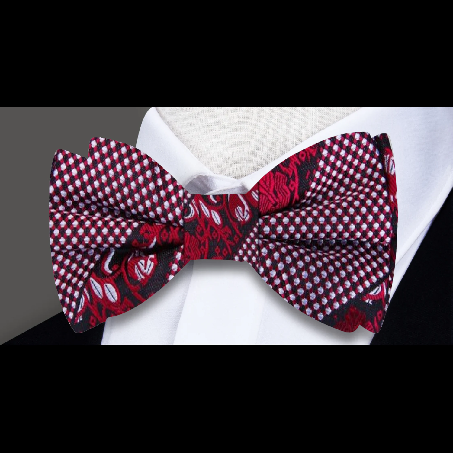 Red Designer Floral Bow Tie