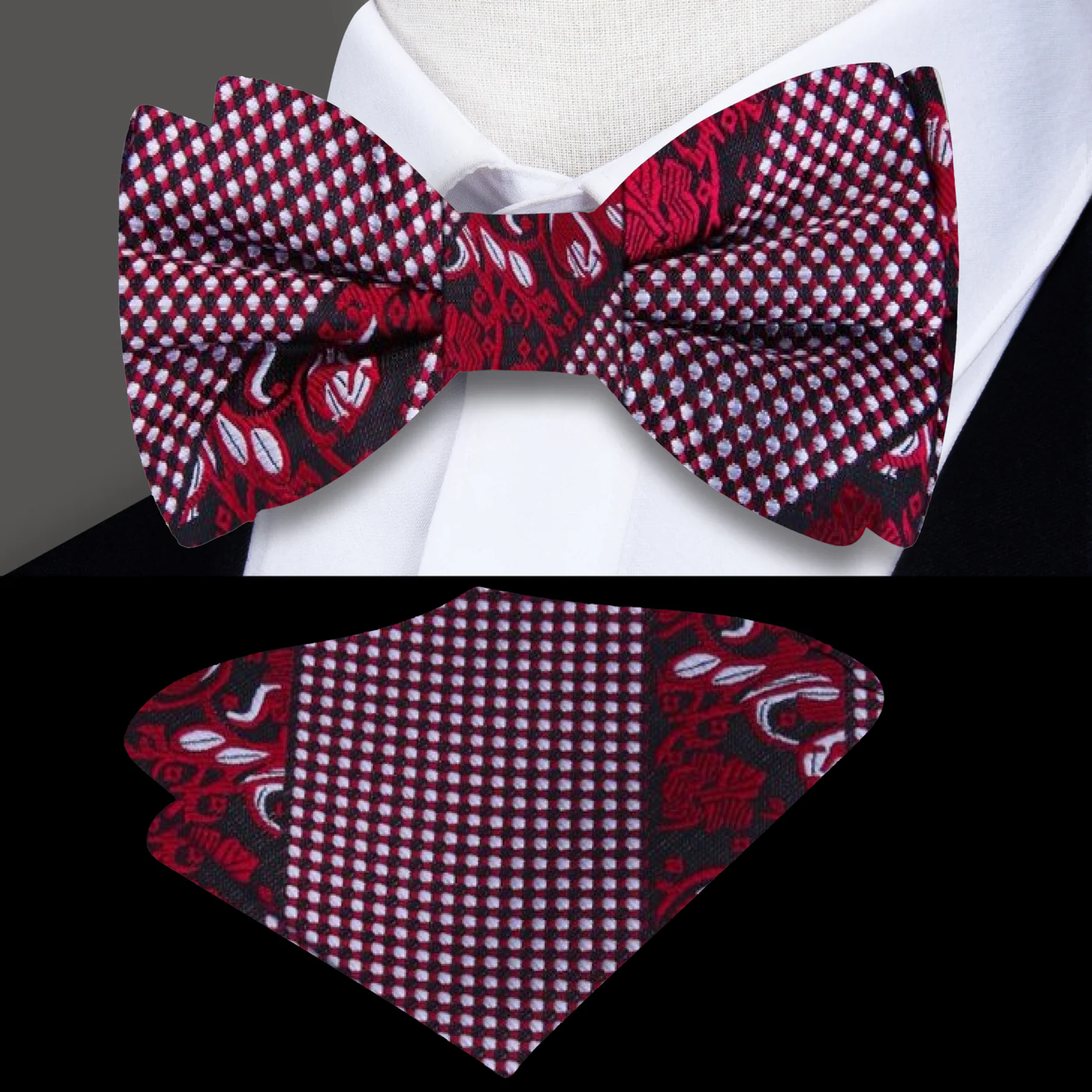 Red Floral Bow Tie and Square