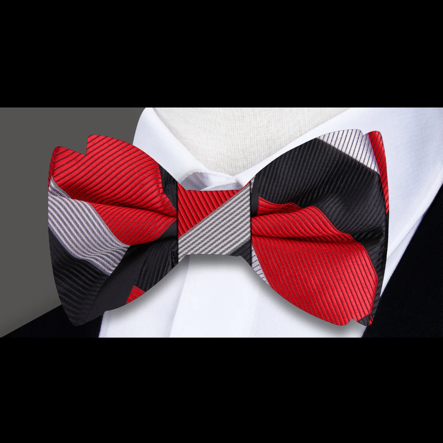 Red, Black, Grey Pick 6 Bow Tie