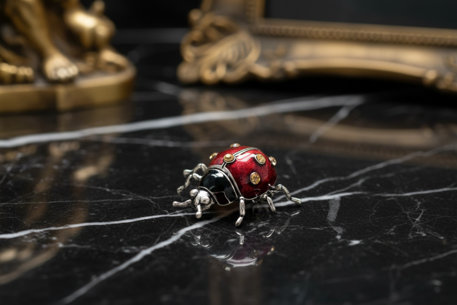 Red Black ladybug brooch
