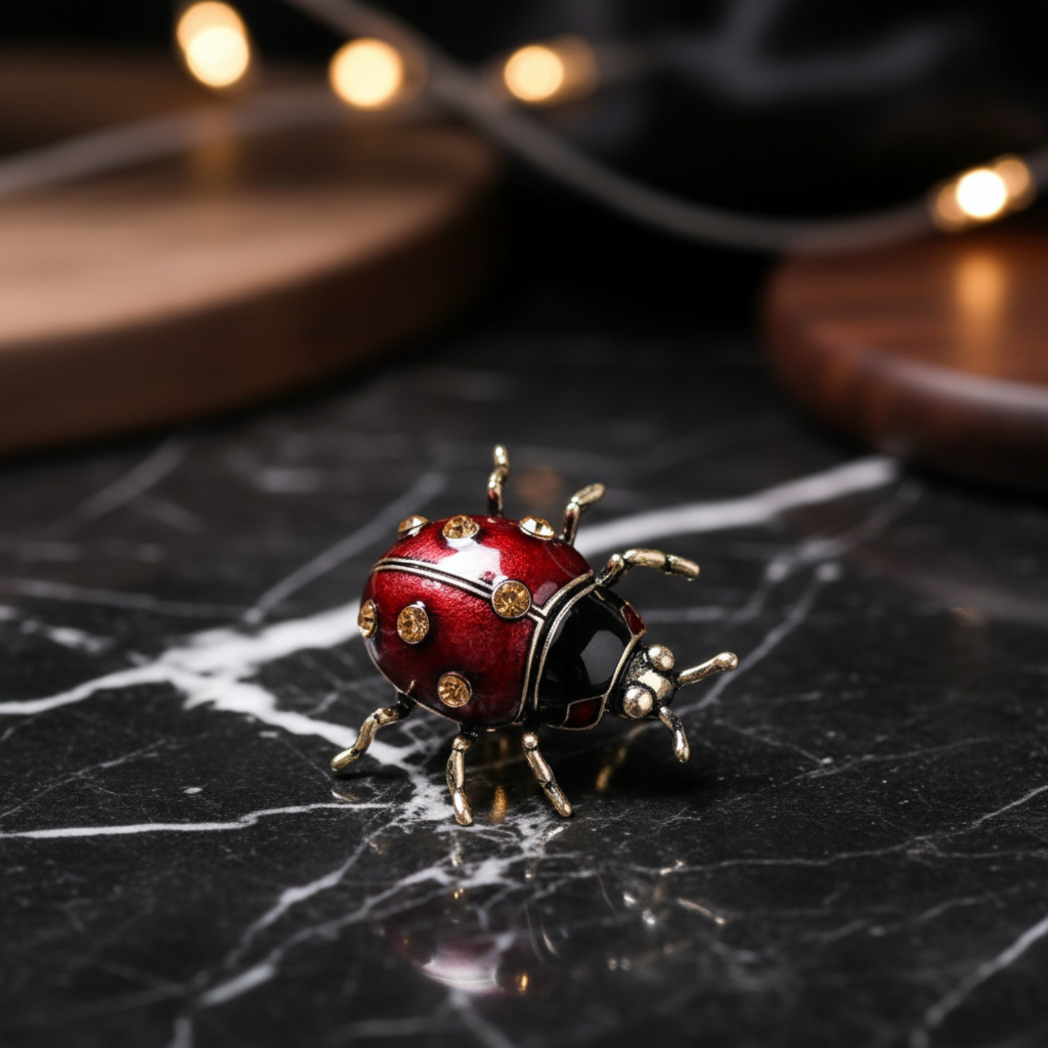 View 4: Red Black ladybug brooch
