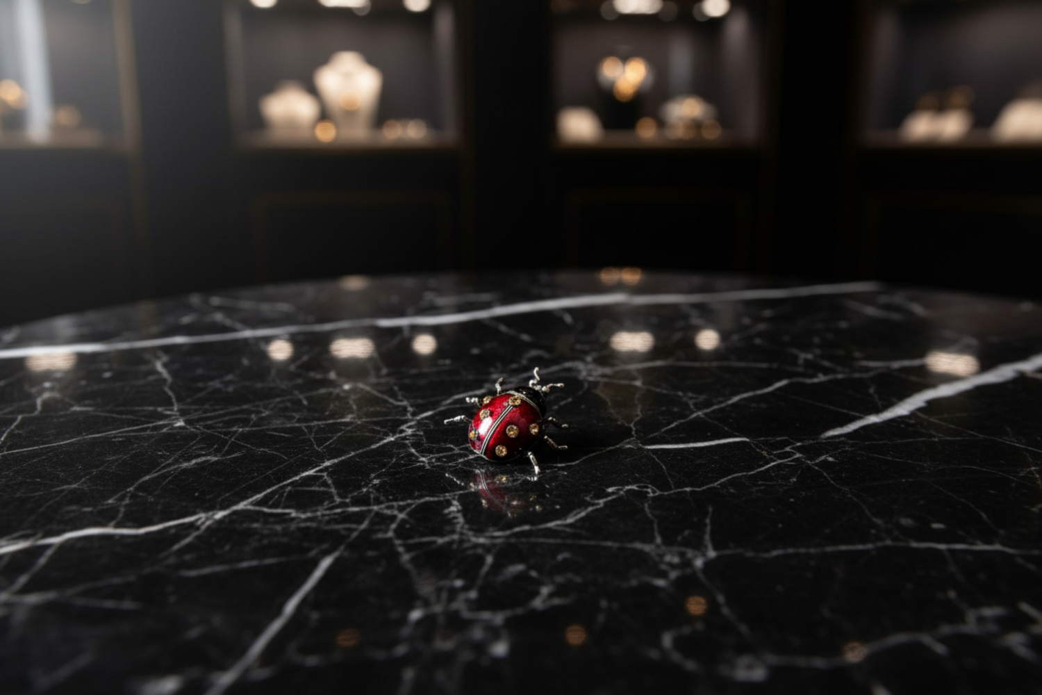 View 2: Red Black ladybug brooch