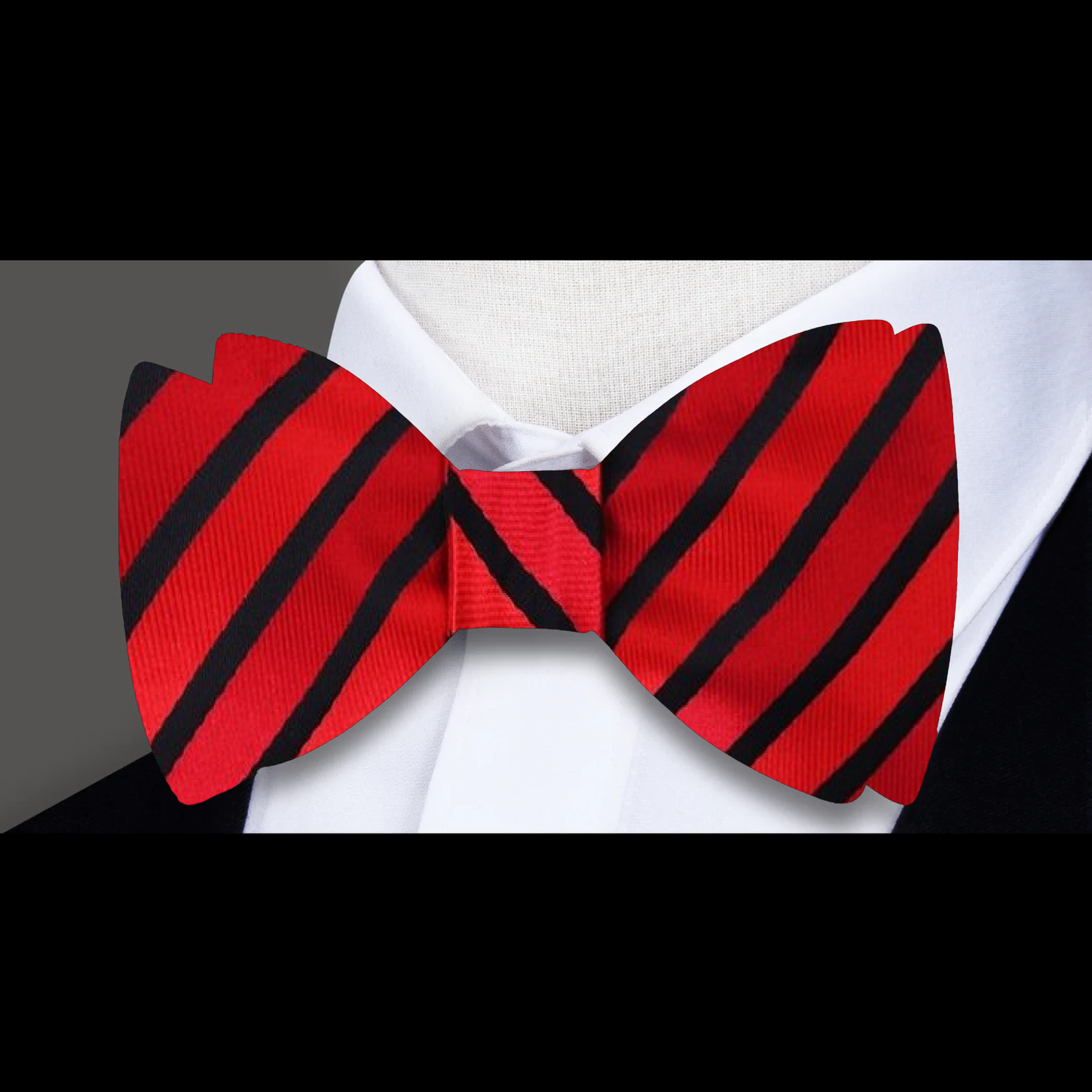 Red, Black Stripe Bow Tie