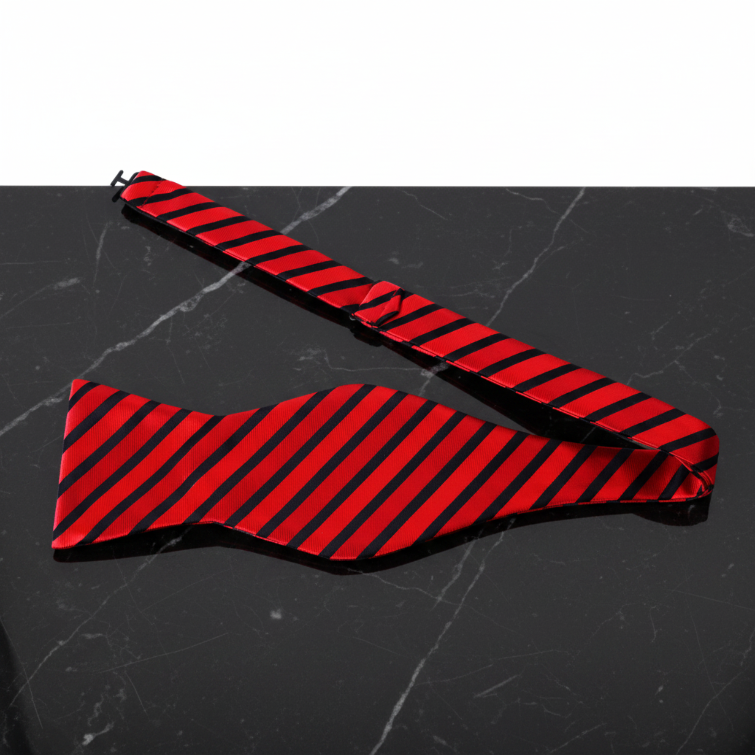 Red, Black Stripe Bow Tie Self Tie