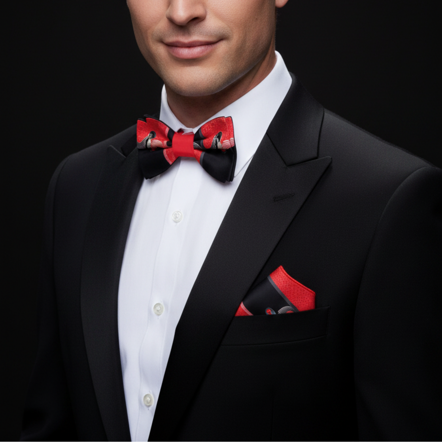 Abstract Waves Bow Tie Collection in Ice, Mauve, Blue or Red Black