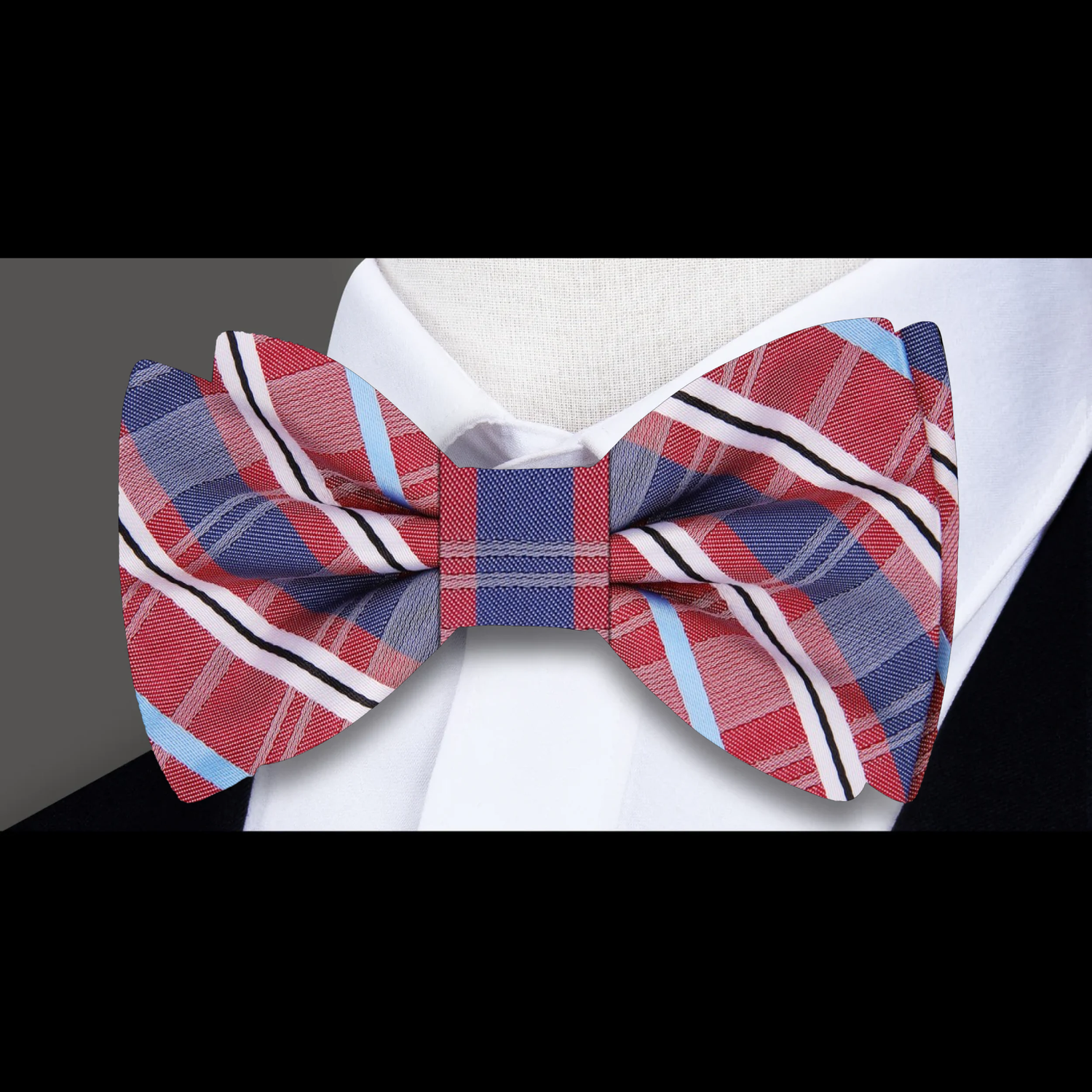 Red, Blue Plaid Bow Tie