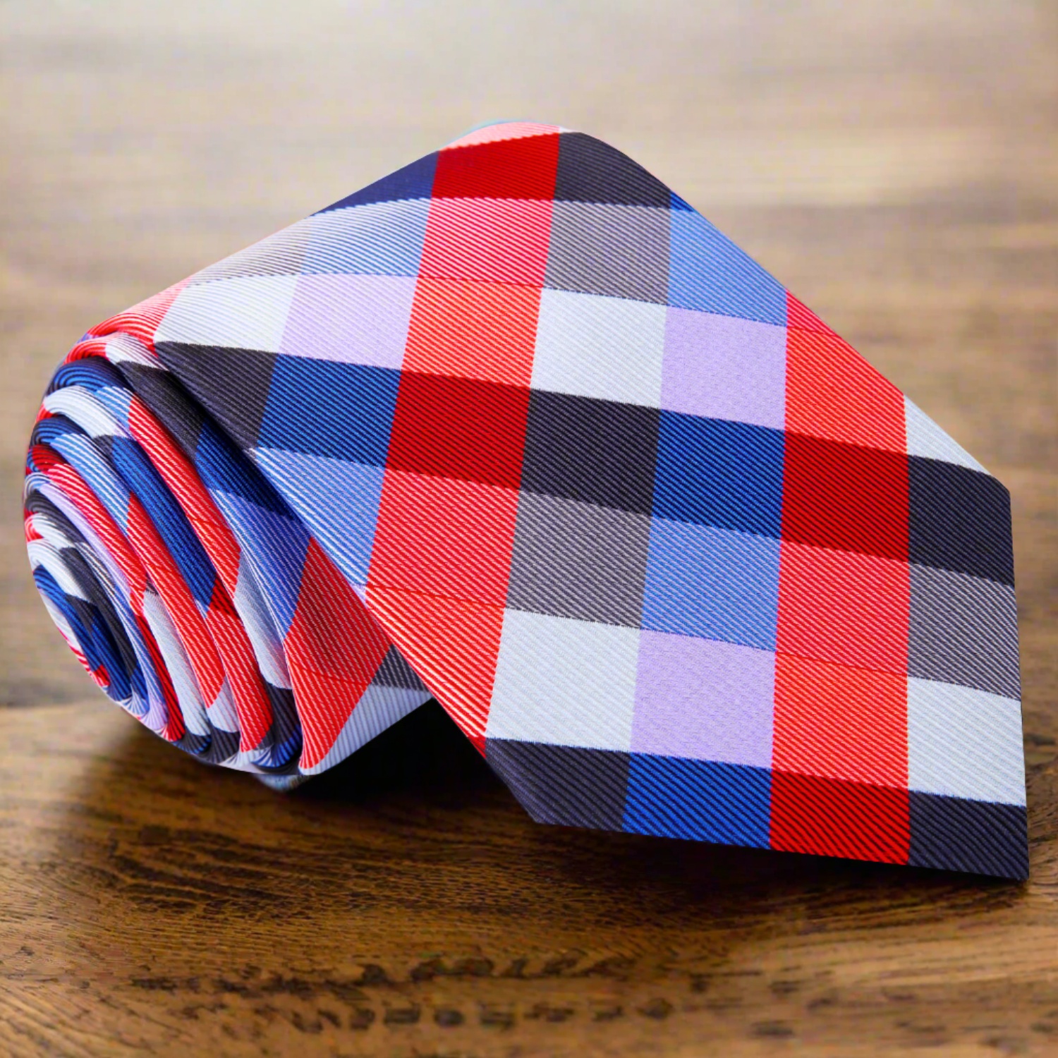 Red Blue Check Necktie