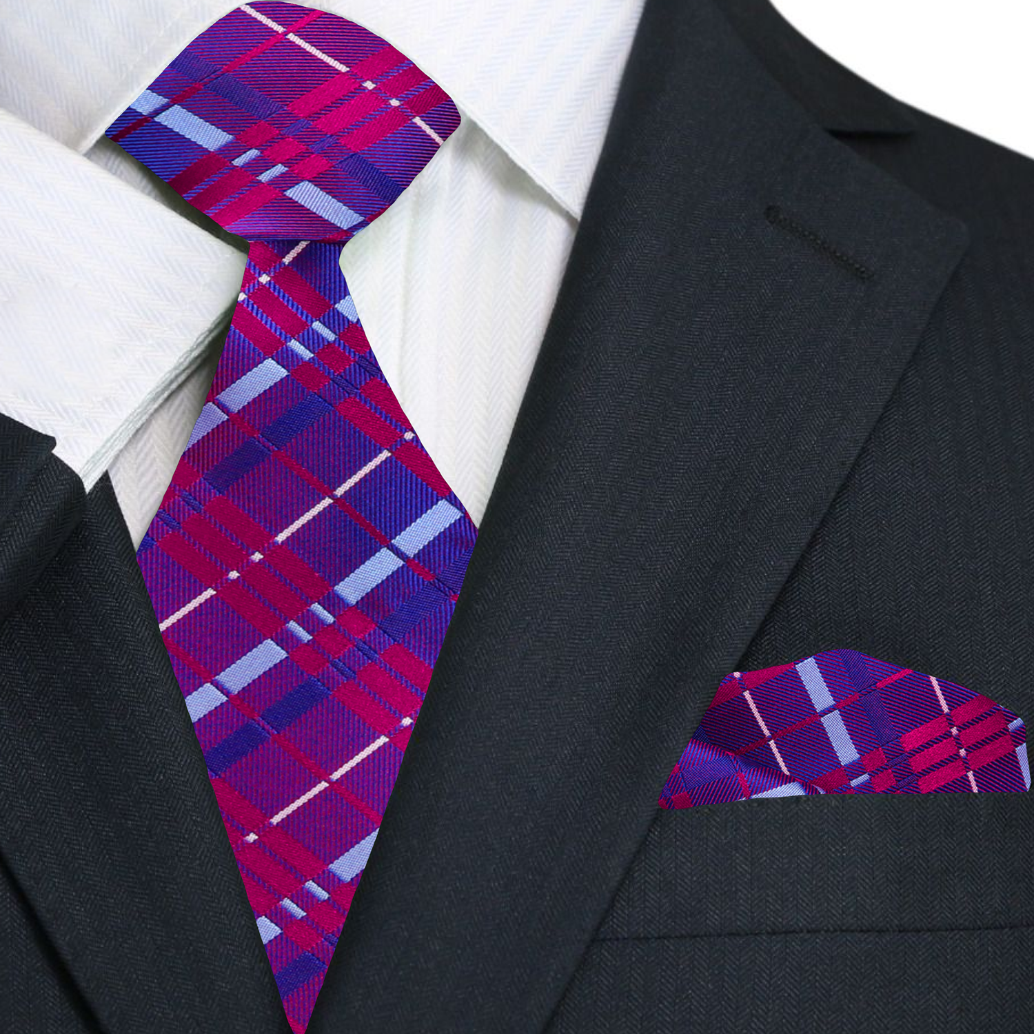 Red, Blue Plaid Necktie and Square 