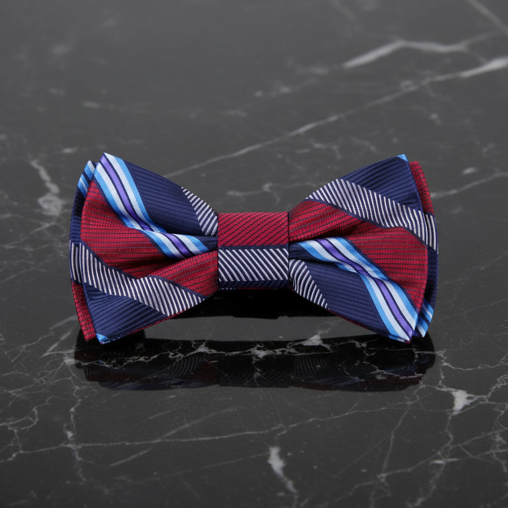 Red Blue Flex stripe Bow Tie Pre Tied