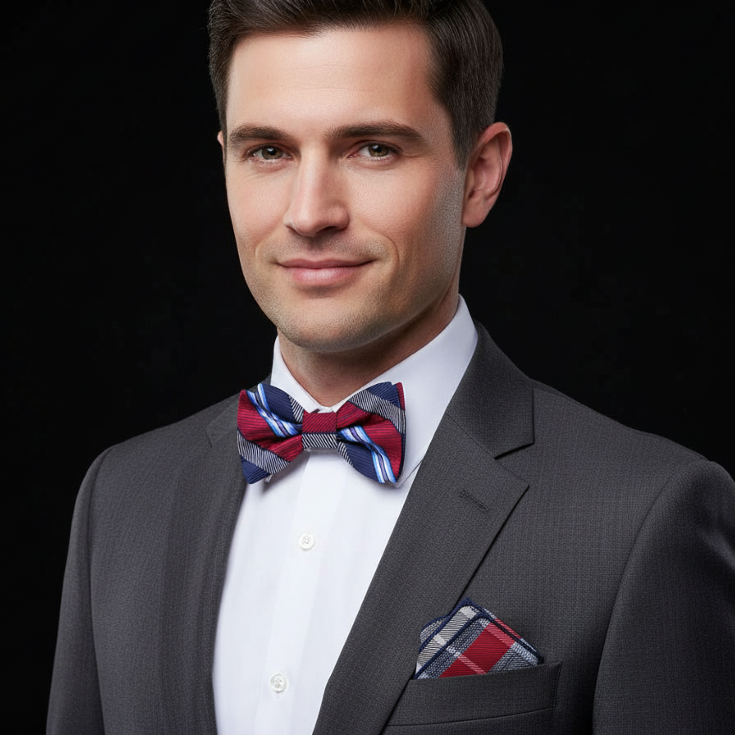 Red & Blue Stripe Bow Tie