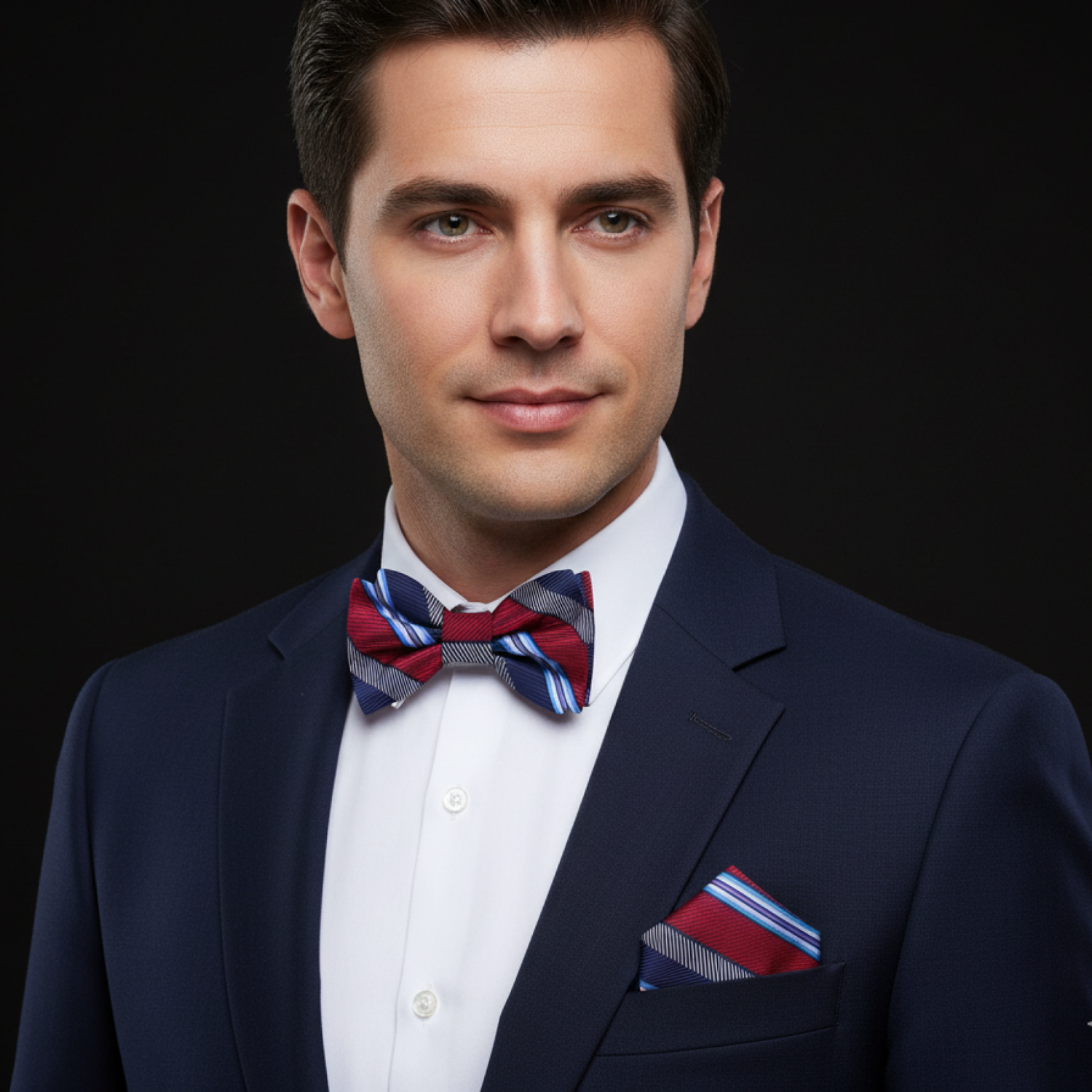 Red & Blue Stripe Bow Tie