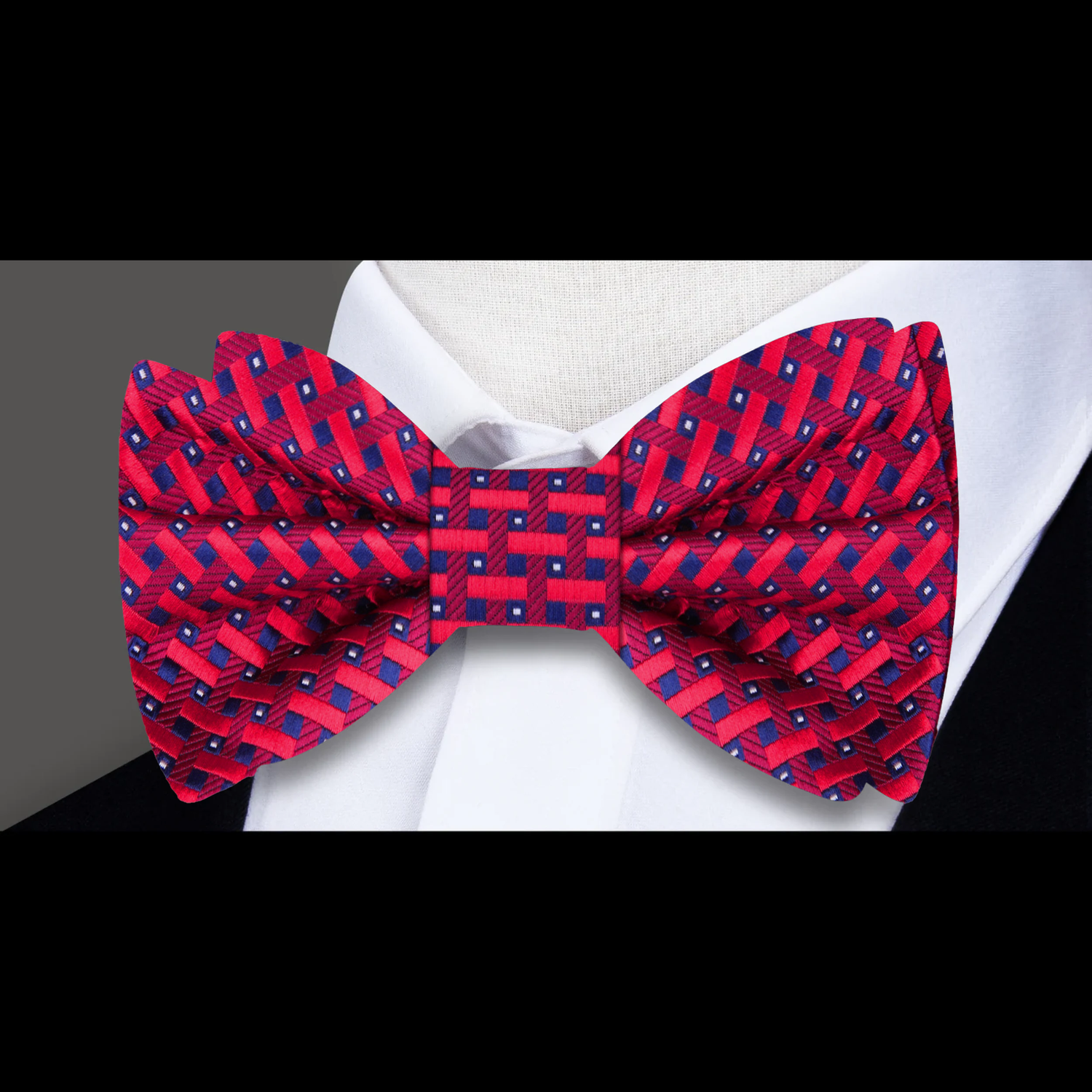 Red, Blue Geometric Bow Tie 