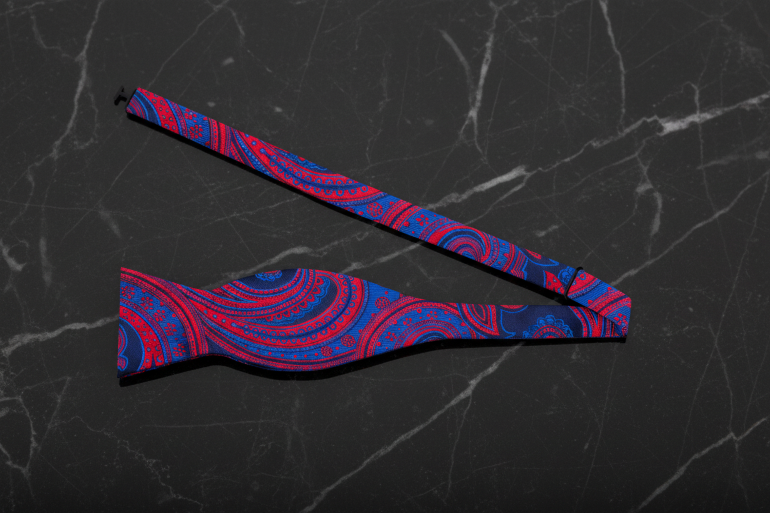 Blue, Red Paisley Bow Tie Self Tie