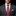 Red with blue shapes tie and blue square on man with suit