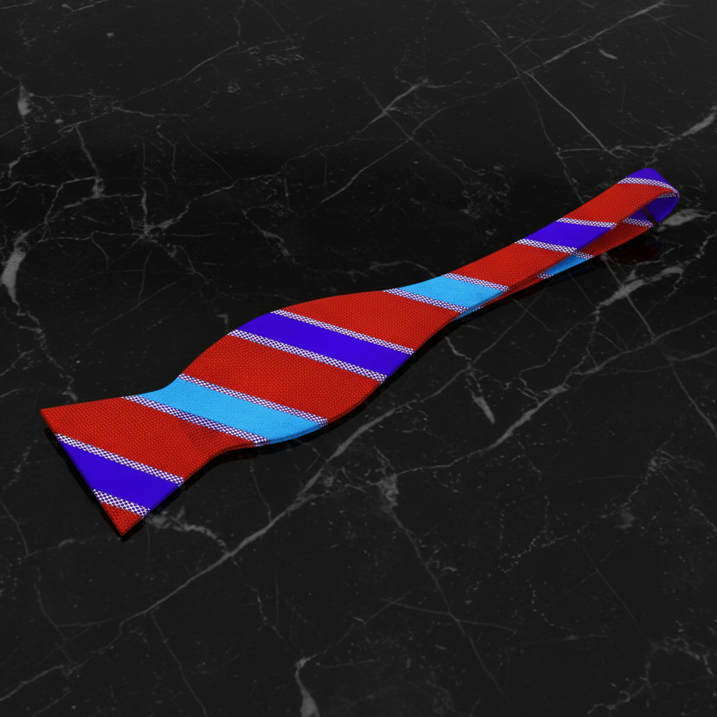 Red and blue striped bow tie self tie