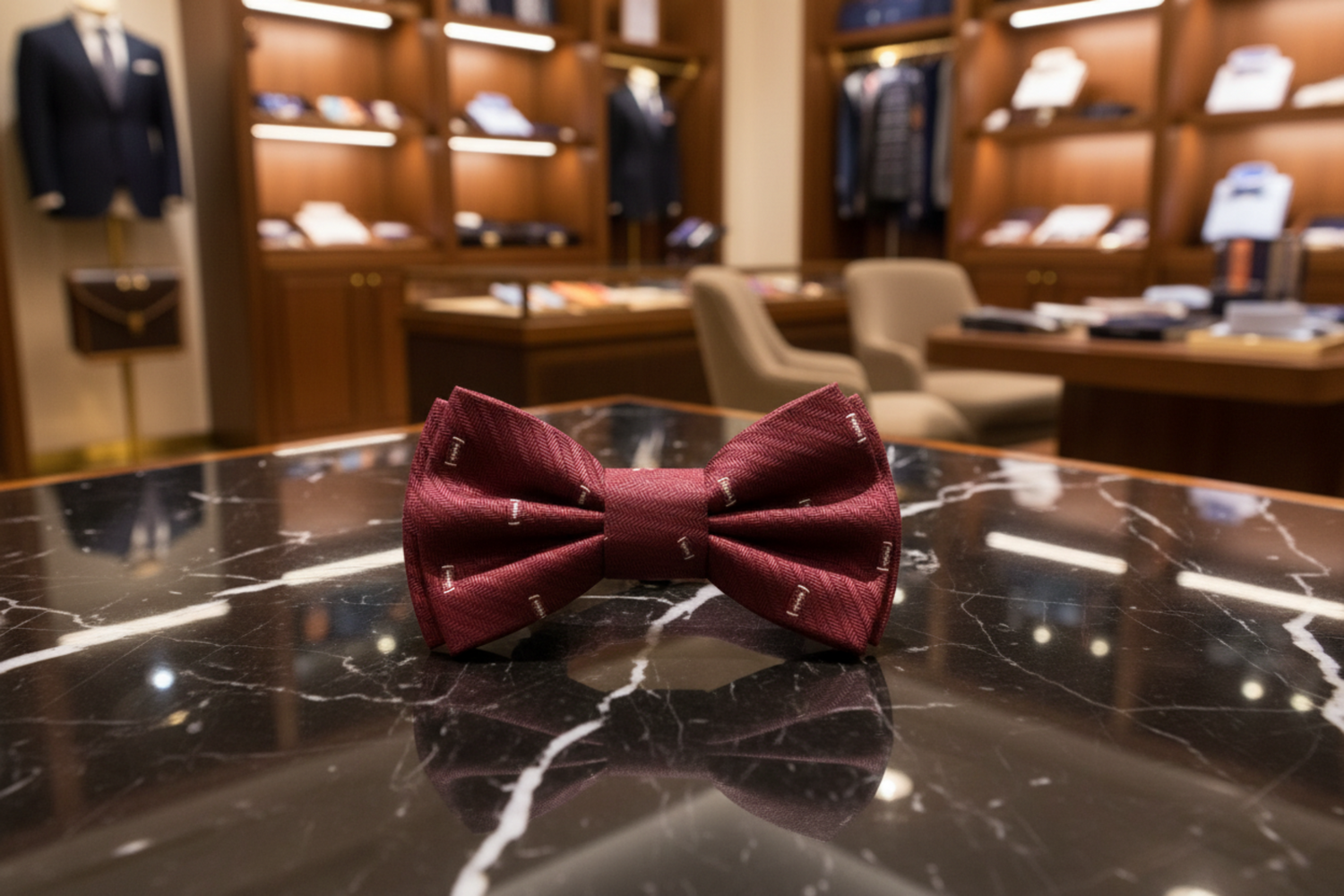 Deep Red with Footballs Bow Tie Pre Tied