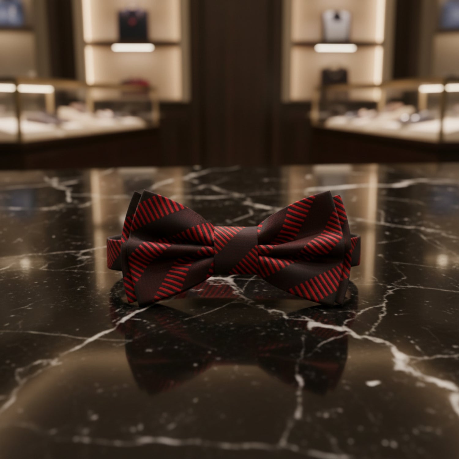 Red Lined Bow Tie Pre Tied