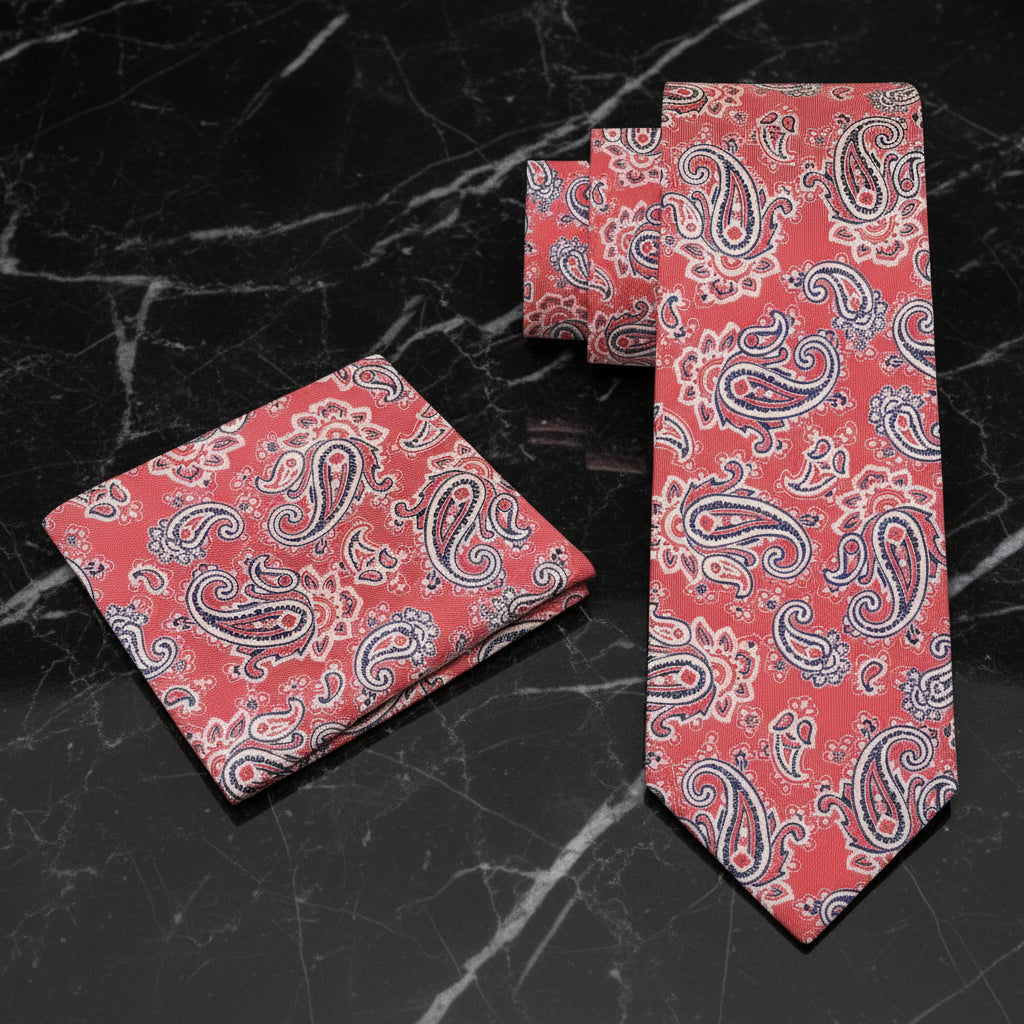 Alt Sunset Red Paisley Necktie and Square