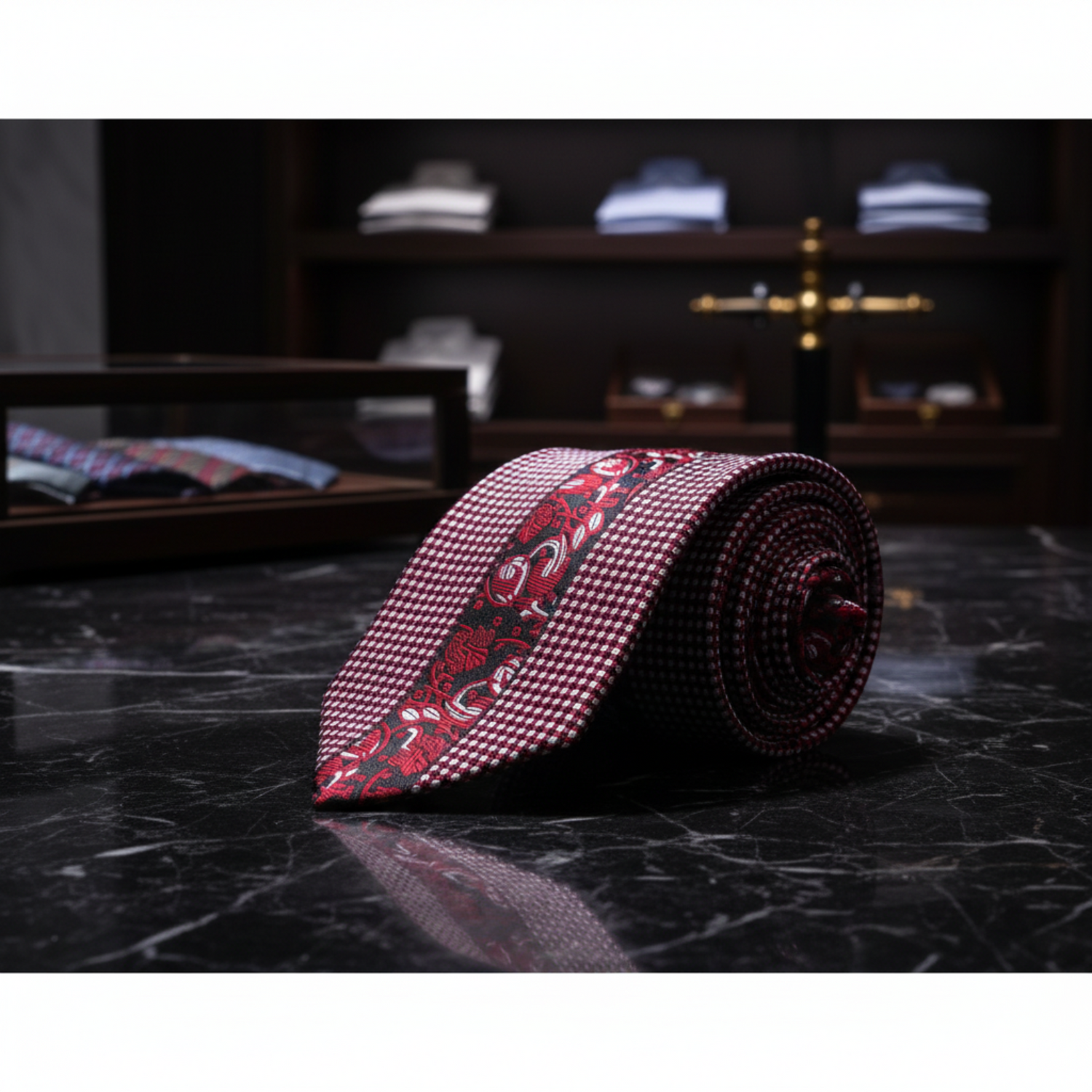 Rich Red Floral Kids Necktie 