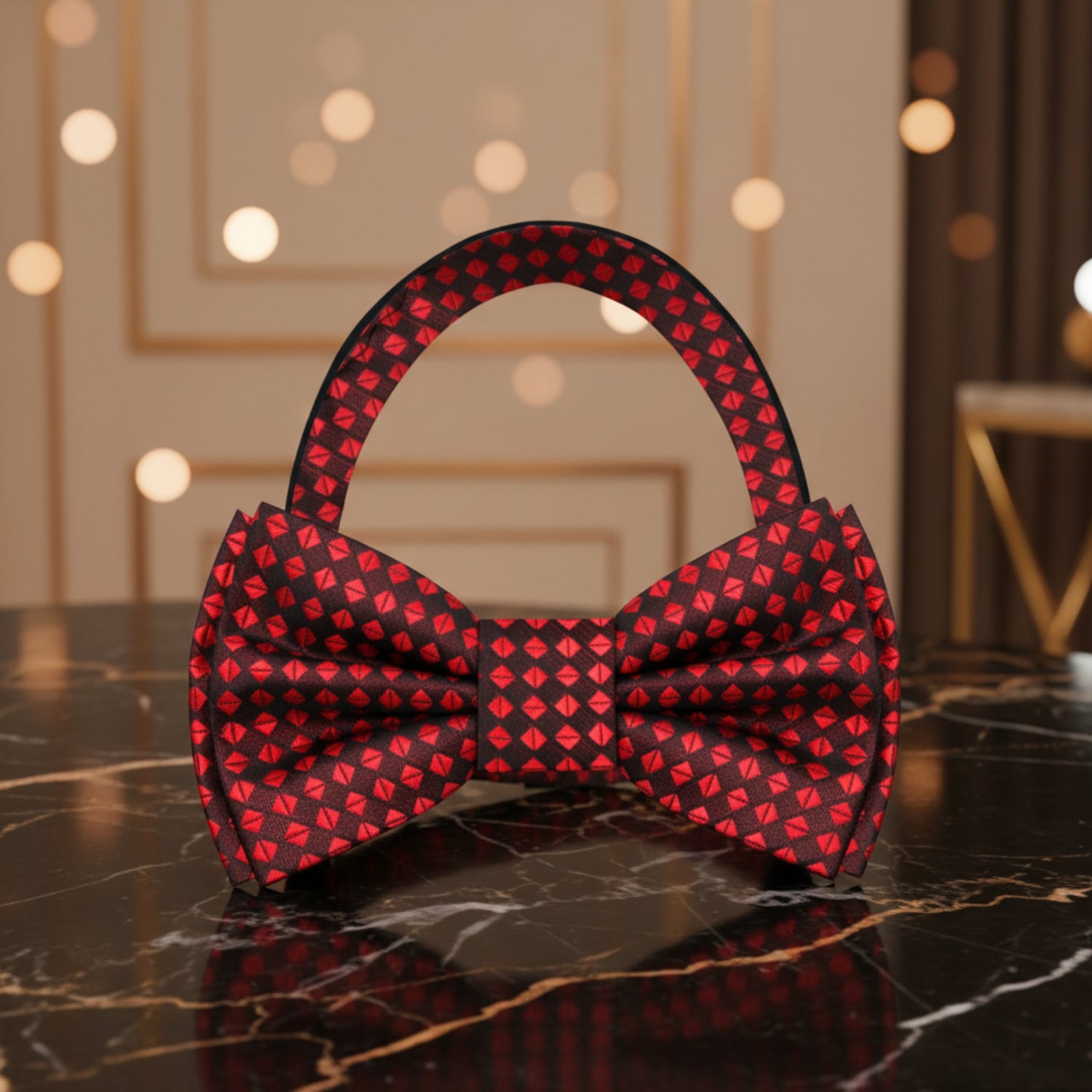 Pre Tied: Red Diamonds Bow Tie