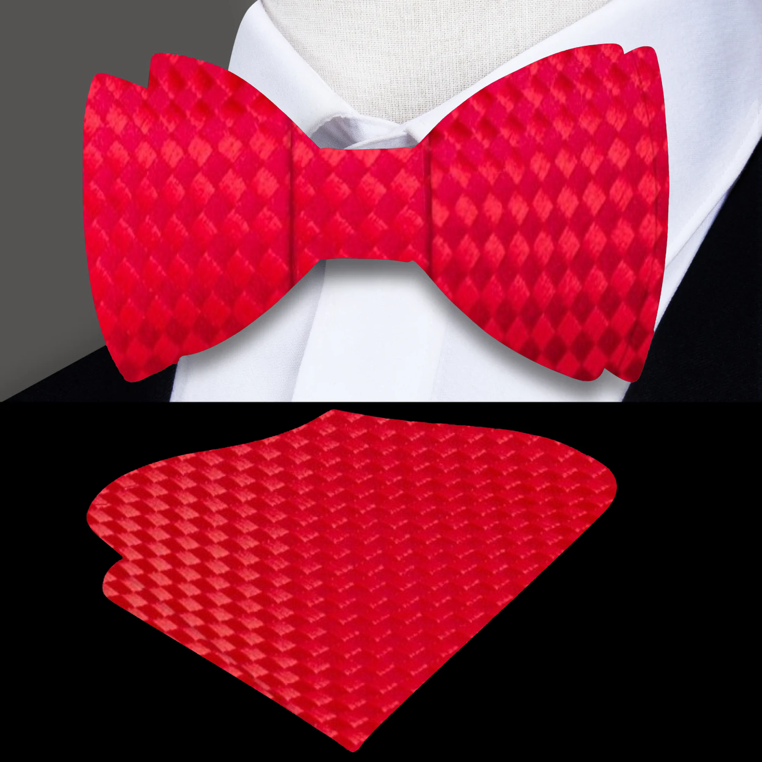 Red Diamonds Bow Tie and Pocket Square