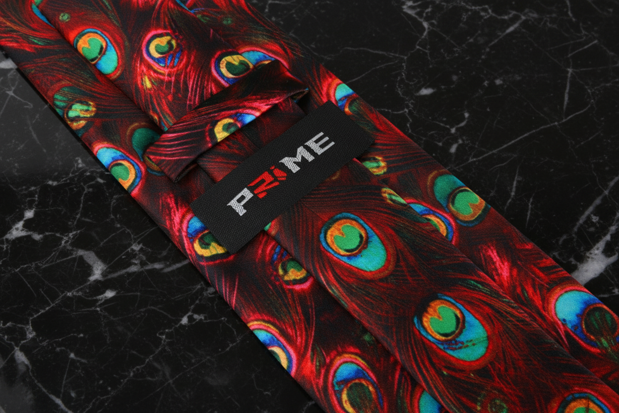 Red Peacock Abstract Necktie Keep