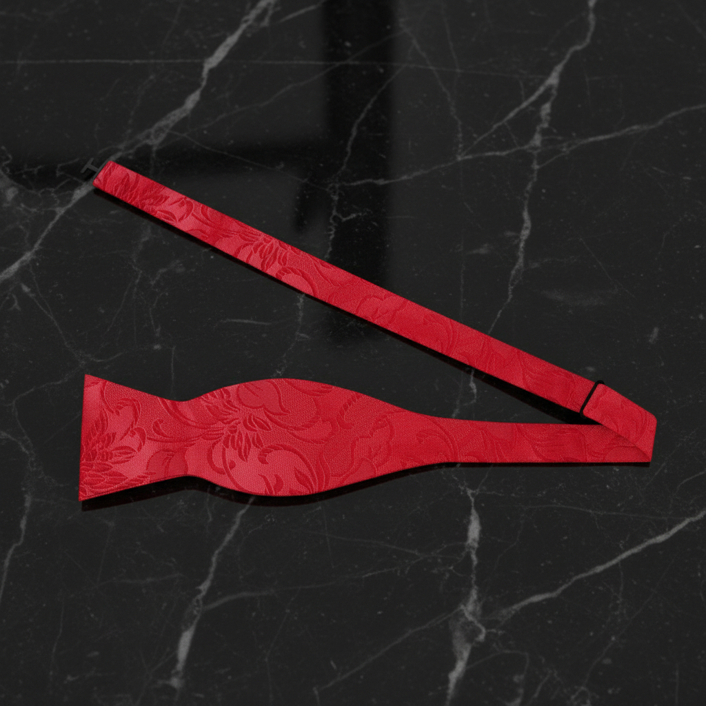 A Red Floral Pattern Self Tie Bow Tie Self Tie