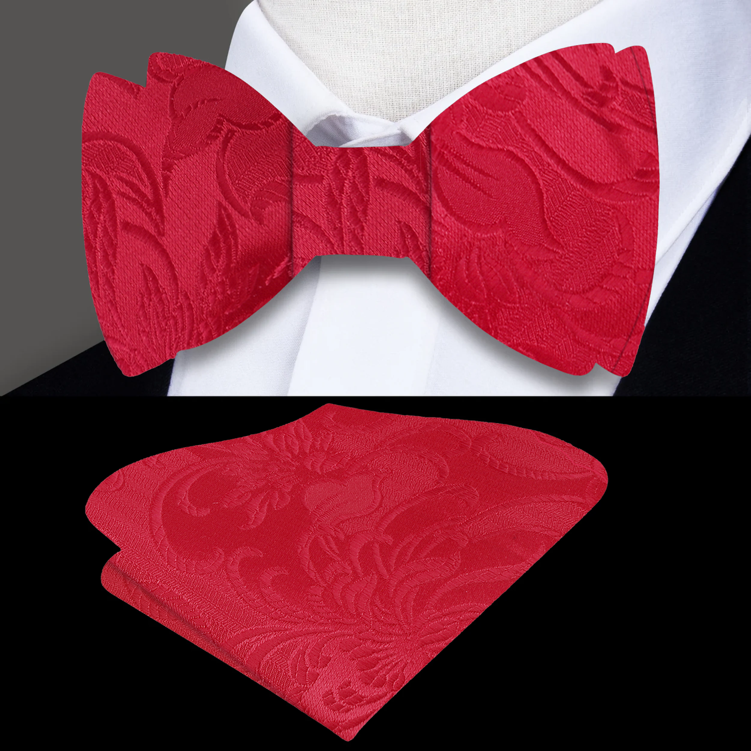 Red Floral Bow Tie and Square