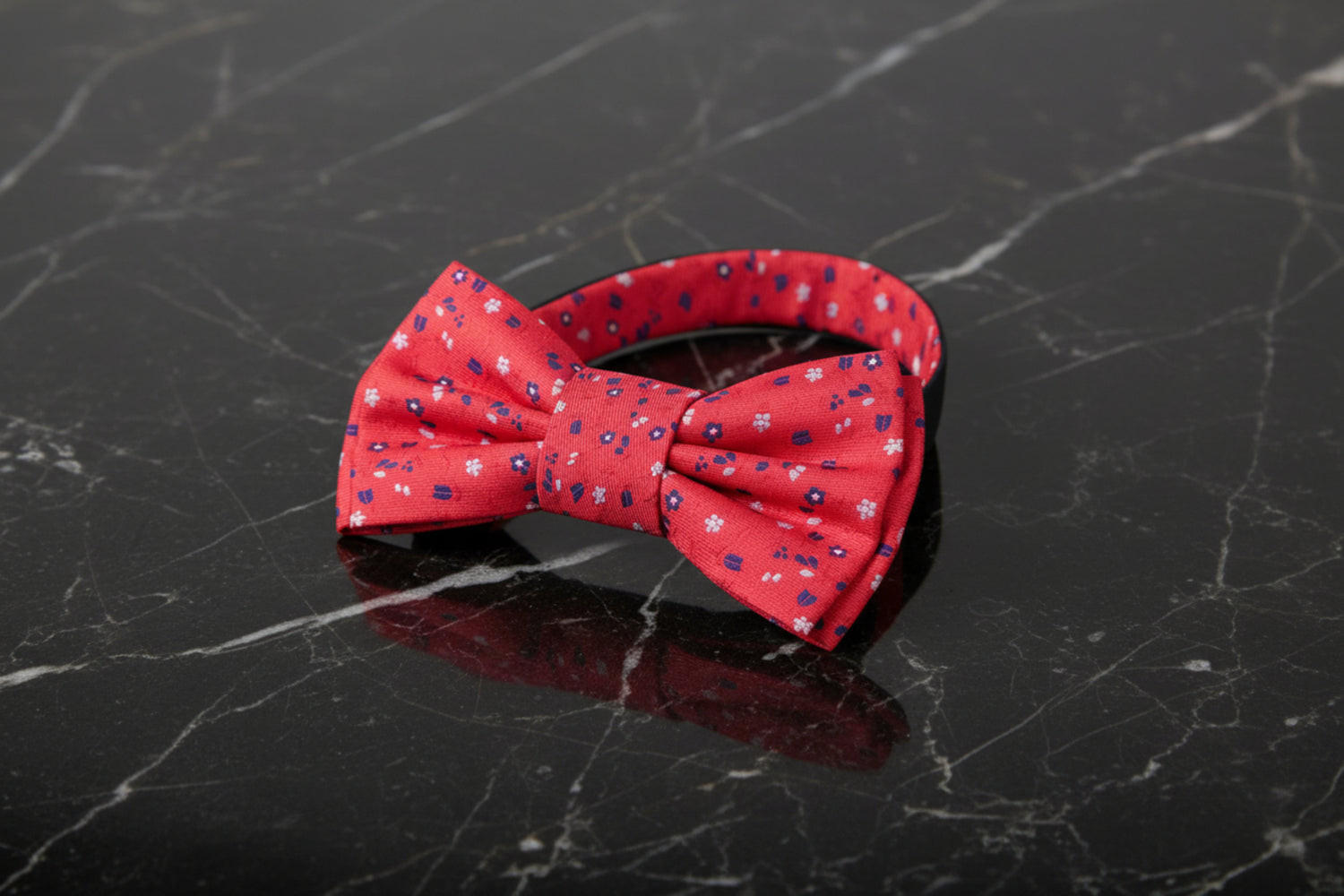 Pre Tied; Red Floral Bow Tie