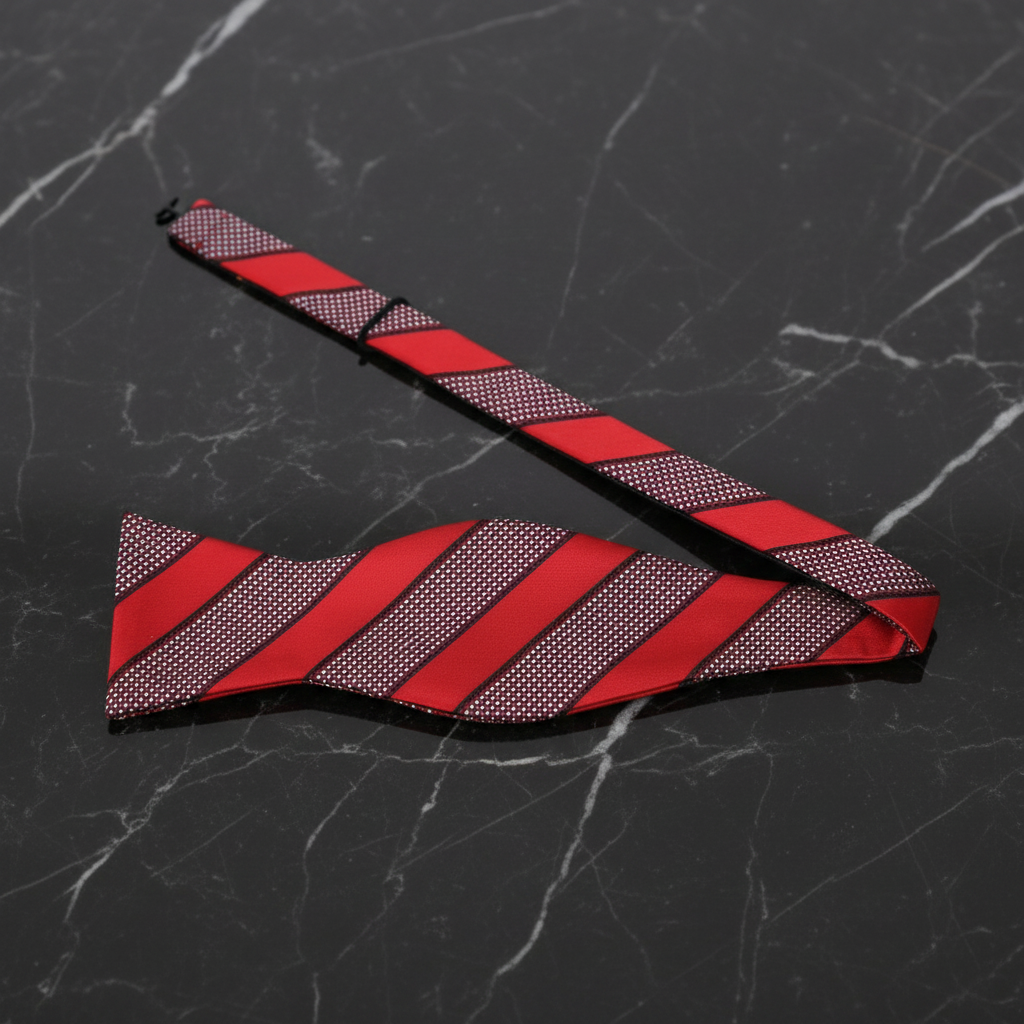 Red Stripe Self Tie Bow Tie