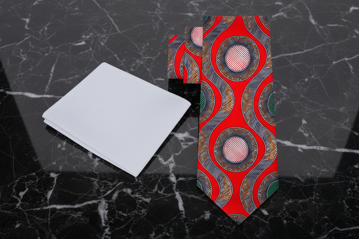 Red Abstract Tie and White Square