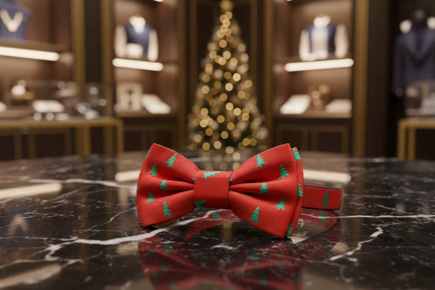 Red, Green Tree Pre Tied Bow Tie