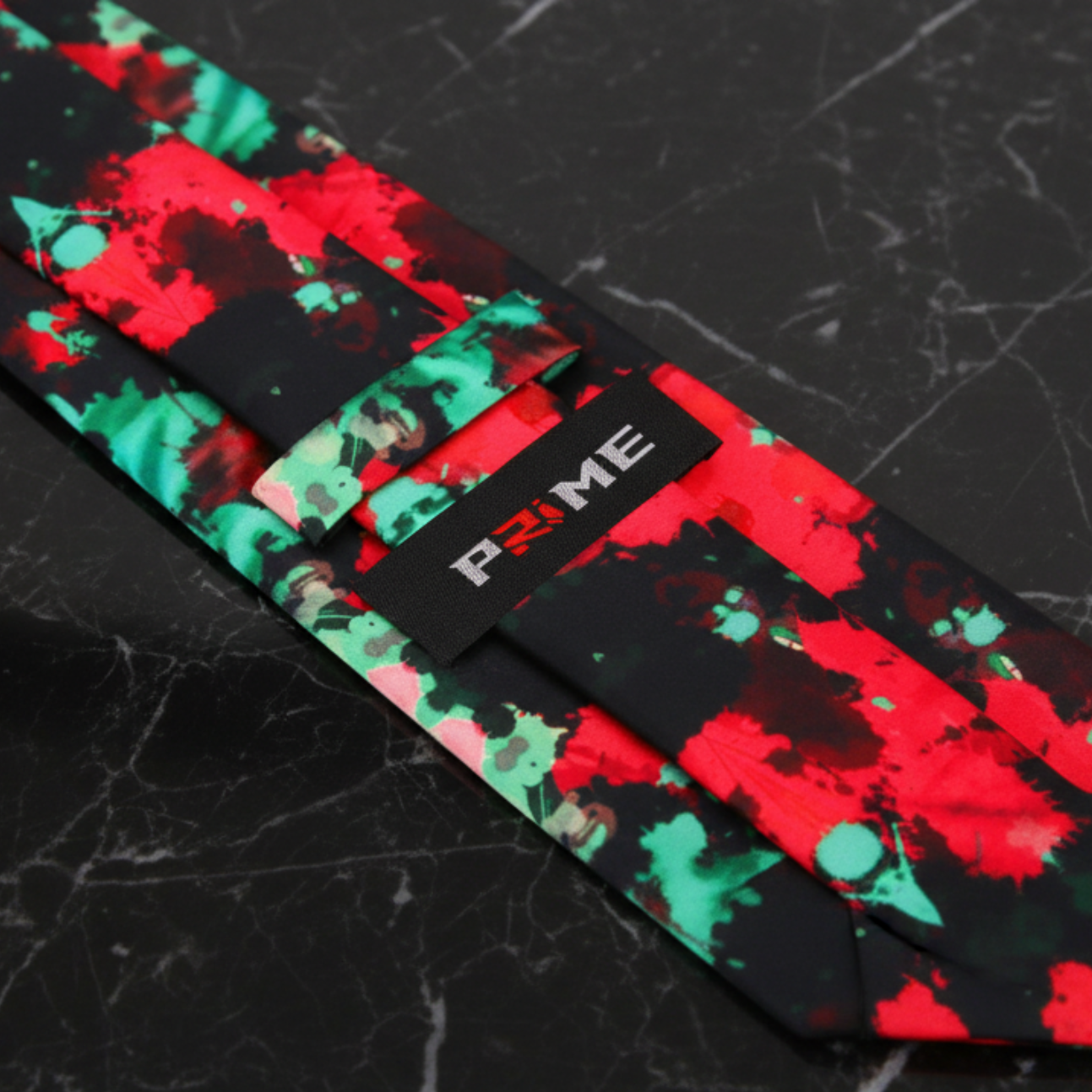 Red and Green Inkblot Tie Keep