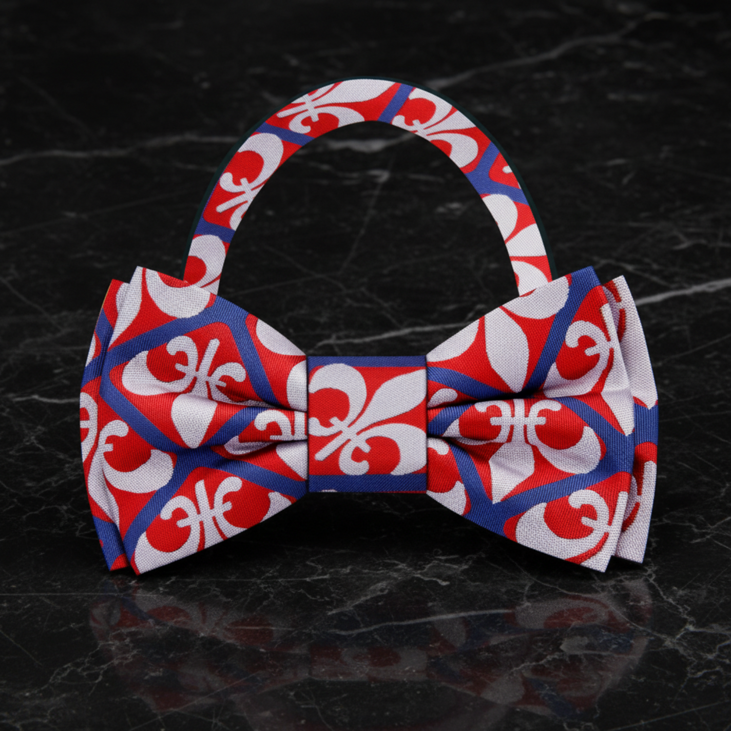 Red, Blue Fleur De Lis Bow Tie Pre Tied